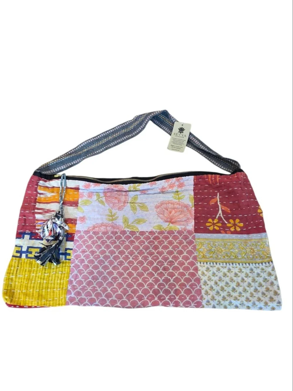 Sevya Handmade Patchwork Kantha Crossbody Bag Boho Artisan Fair Trade